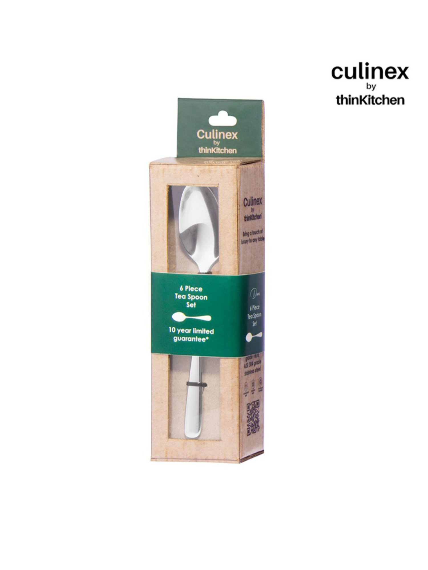 Culinex by thinKitchen Dora Silver Stainless Steel Mirror Finish Tea Spoon (Set of 6)