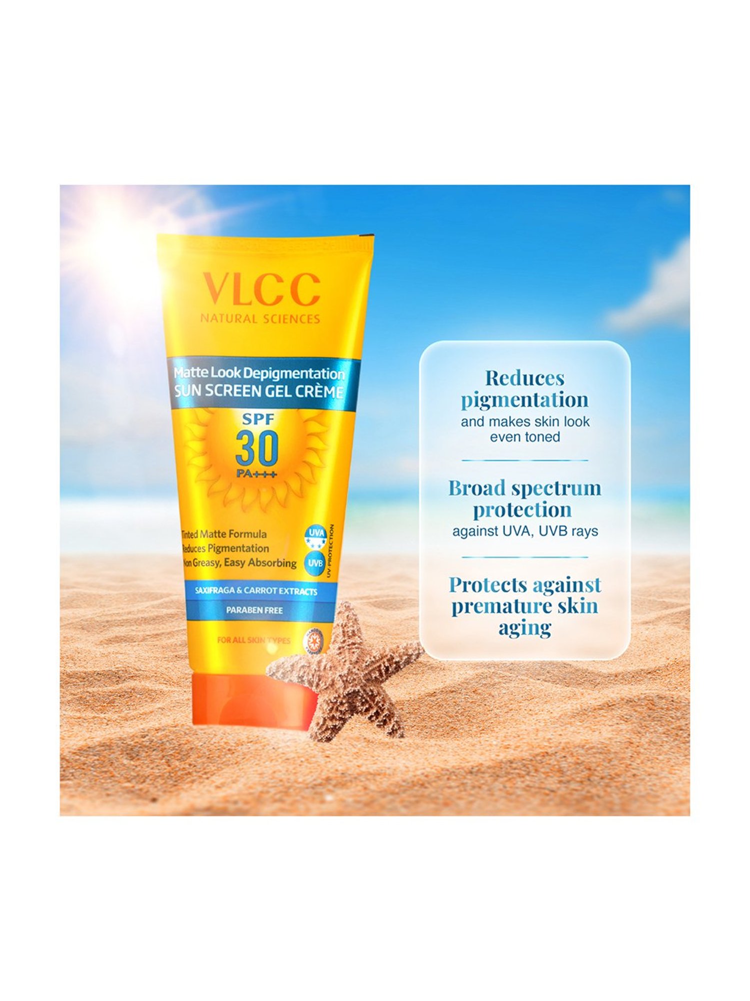 VLCC Matte Look SPF 30 Sunscreen Gel & De Tan SPF 50 Sunscreen Gel - Pack of 2