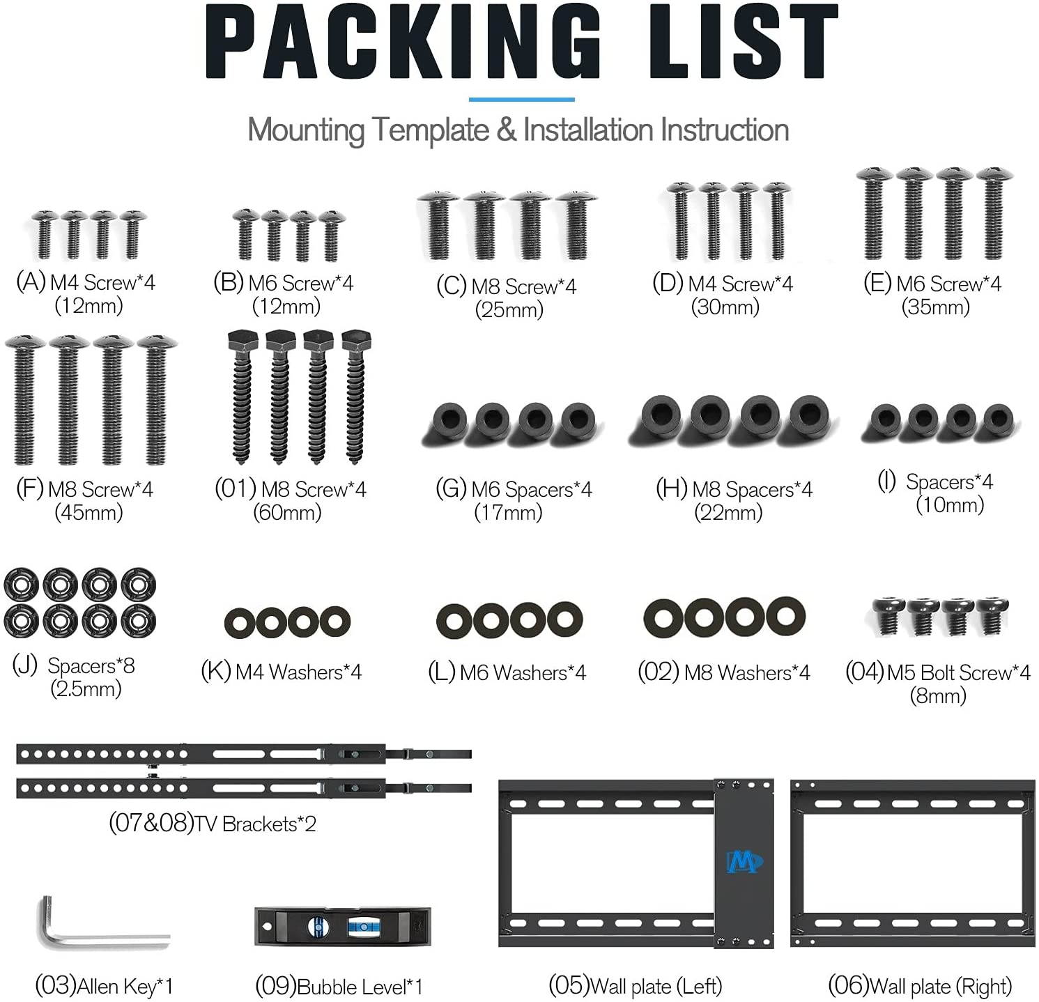 UL Listed TV Mount for Most 37-70 Inches TVs, Universal Tilt TV Wall Mount Fits 16", 18", 24" Studs with Loading 132 lbs & Max VESA 600x400mm, Low Profile Wall Mount Bracket MD2268-LK