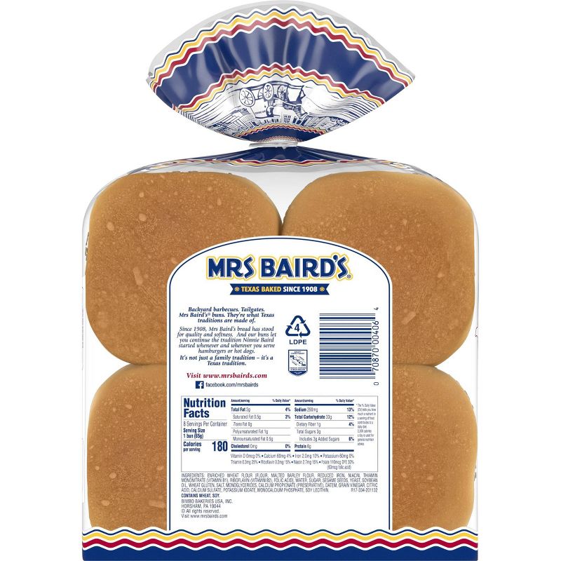 Mrs. Baird's Large Sesame Hamburger Buns - 18.25oz