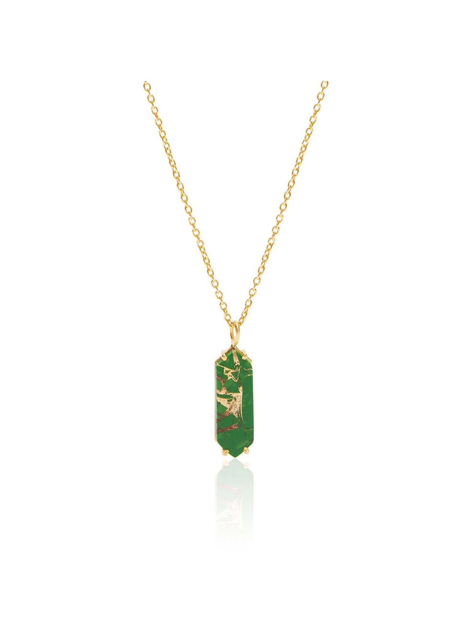March by FableStreet 18k Gold-Plated 92.5 Sterling Silver Green Copper Turquoise Necklace for Women