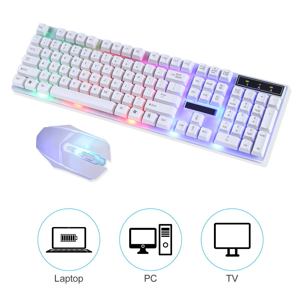 FirstPower Gaming RGB Keyboard and Mouse LED Colorful Backlit Ergonomic Design Wired Keyboards for PC Computer Laptop