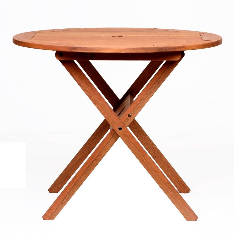 Fleche 3pc Eucalyptus Wood Patio Dining Set with Round Table - Amazonia