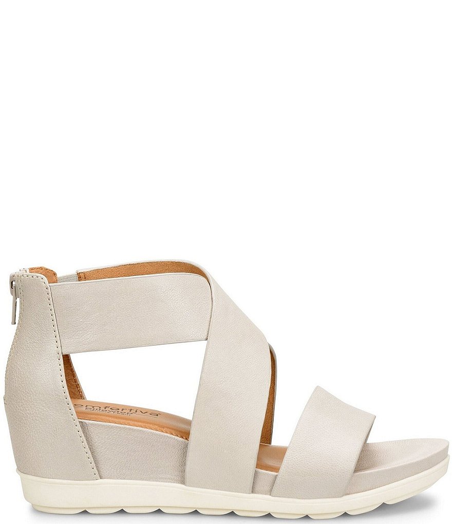 Comfortiva Pacifica Leather Criss-Cross Strap Sporty Wedge Sandals