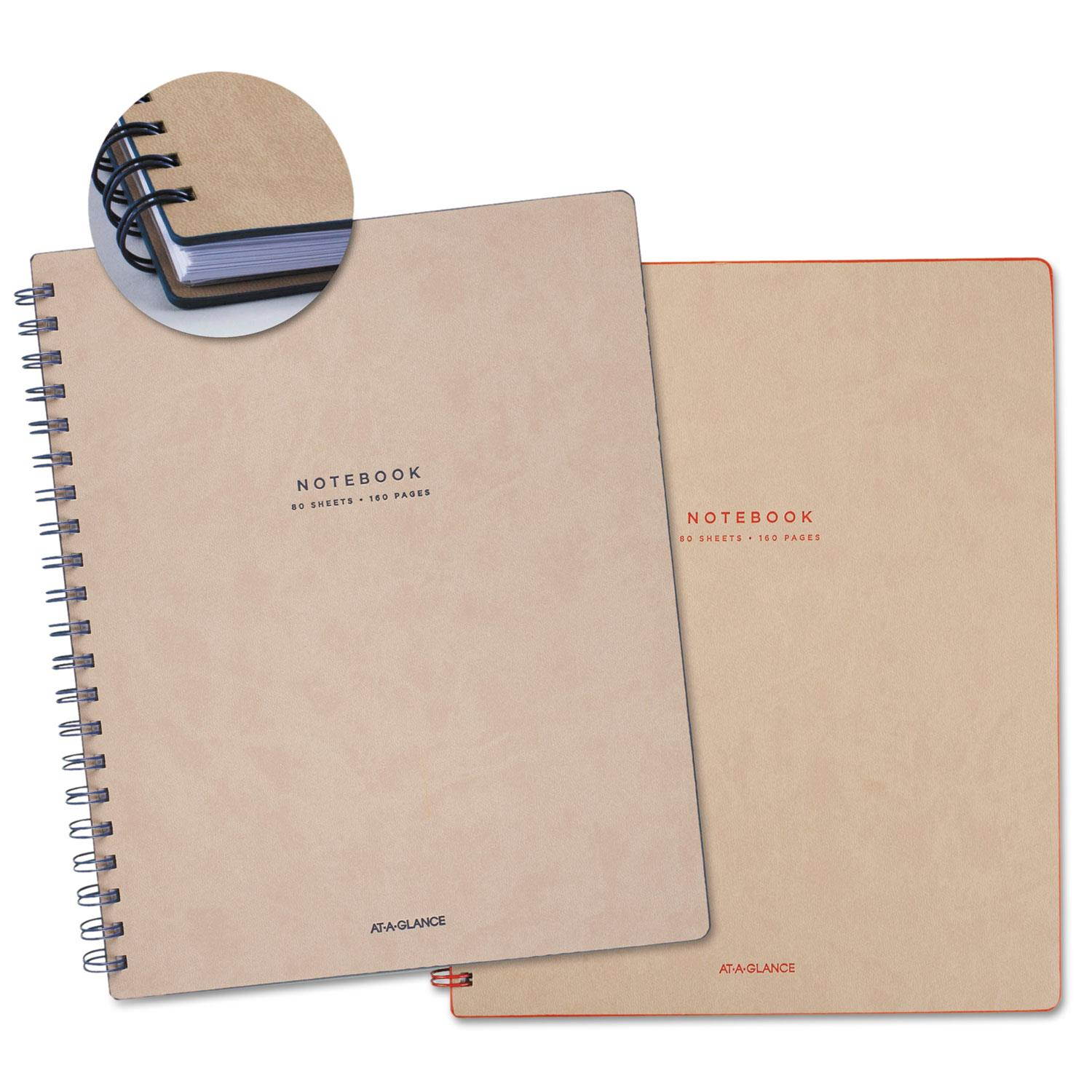 At-A-Glance Collection Meeting Twin Wire Large Notebook - 80 Sheets - Twin Wirebound - Ruled - 9 3/8" x 11 1/8" - 1Each