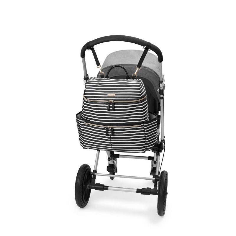 Skip Hop Flatiron Black and White Stripe Diaper Bag Backpack