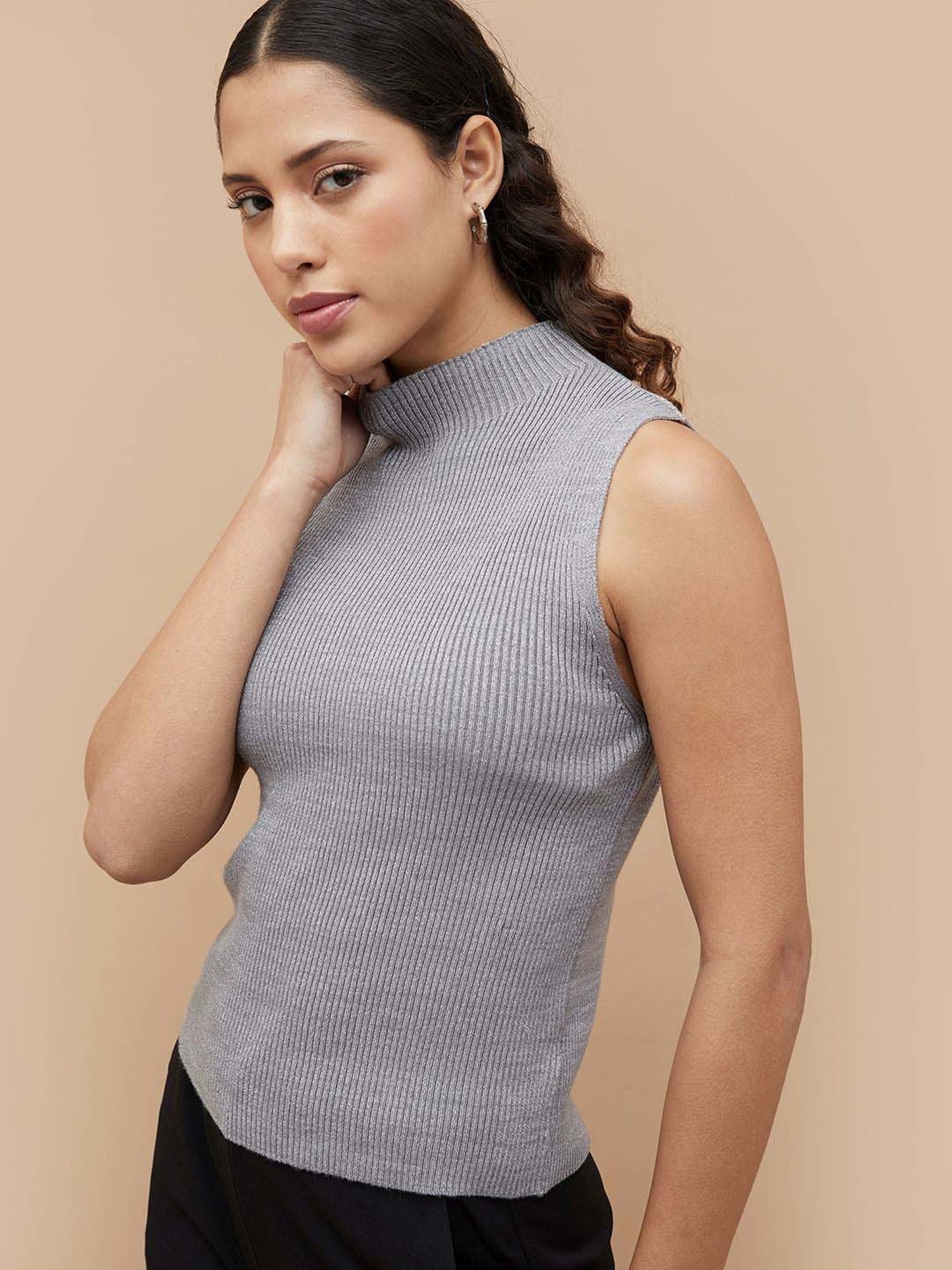 Code by Lifestyle Grey Striped Top