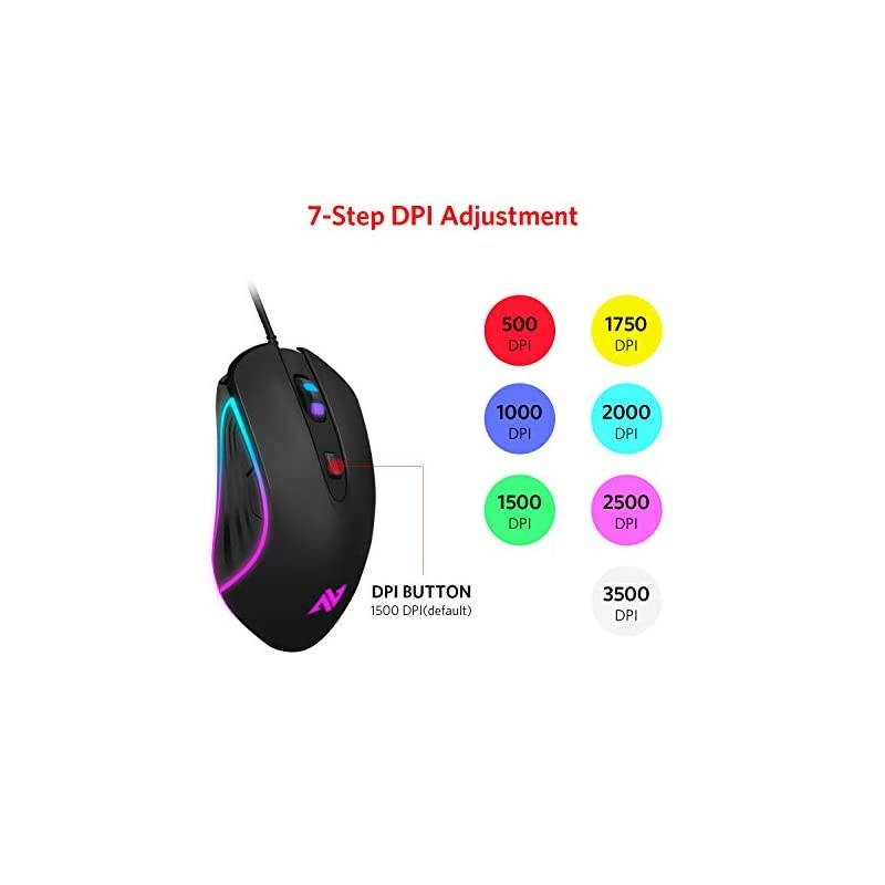 M30 Gaming Mouse Wired USB Computer Mice for Game Daily 6 Programmable Buttons Chroma RGB Backlit 3500 DPI Adjustable Comfortable Grip Ergonomic Mice for PC Laptop Mac Windows