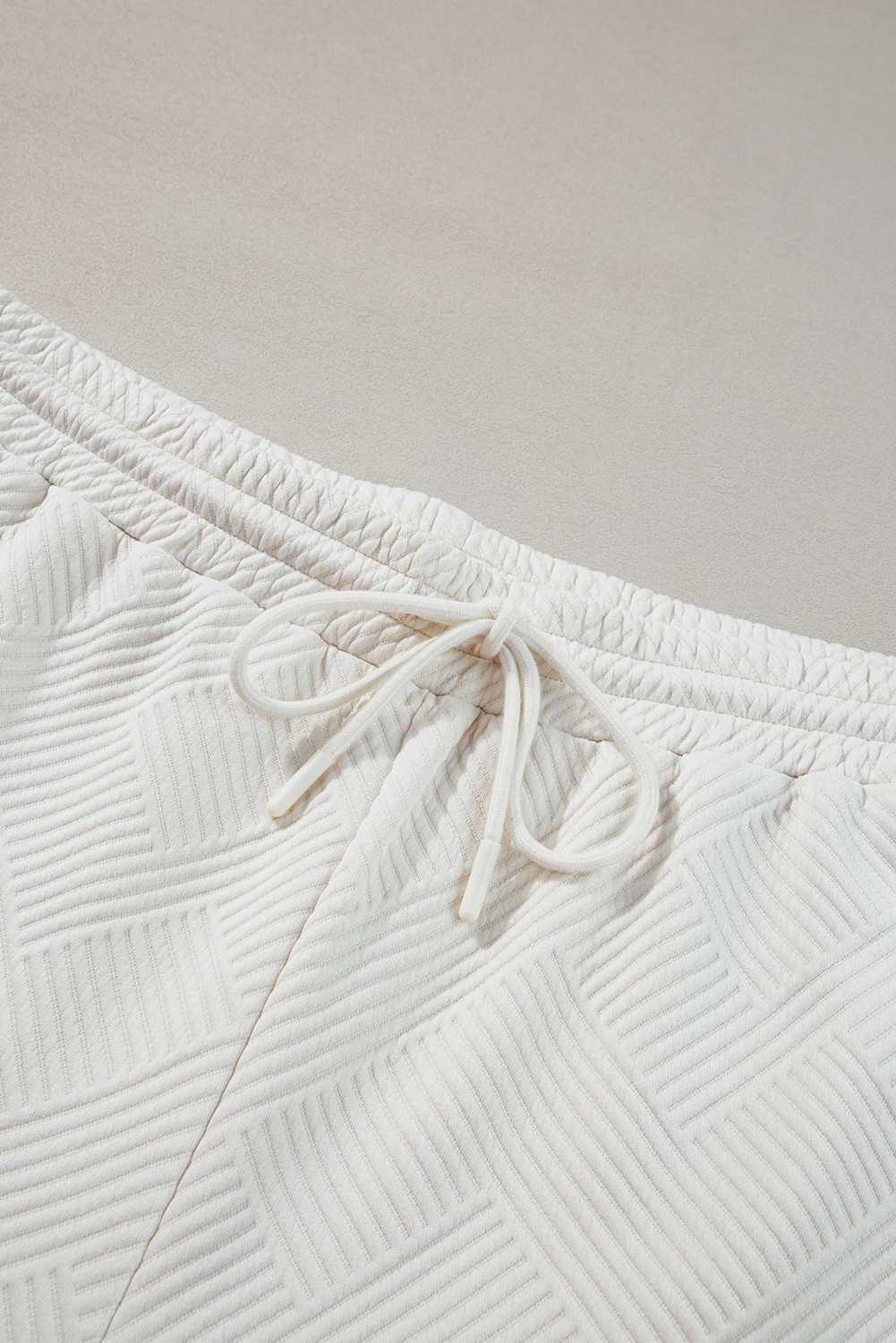 Rose Red Solid Waffle Knit Plus Size Two Piece Shorts Set