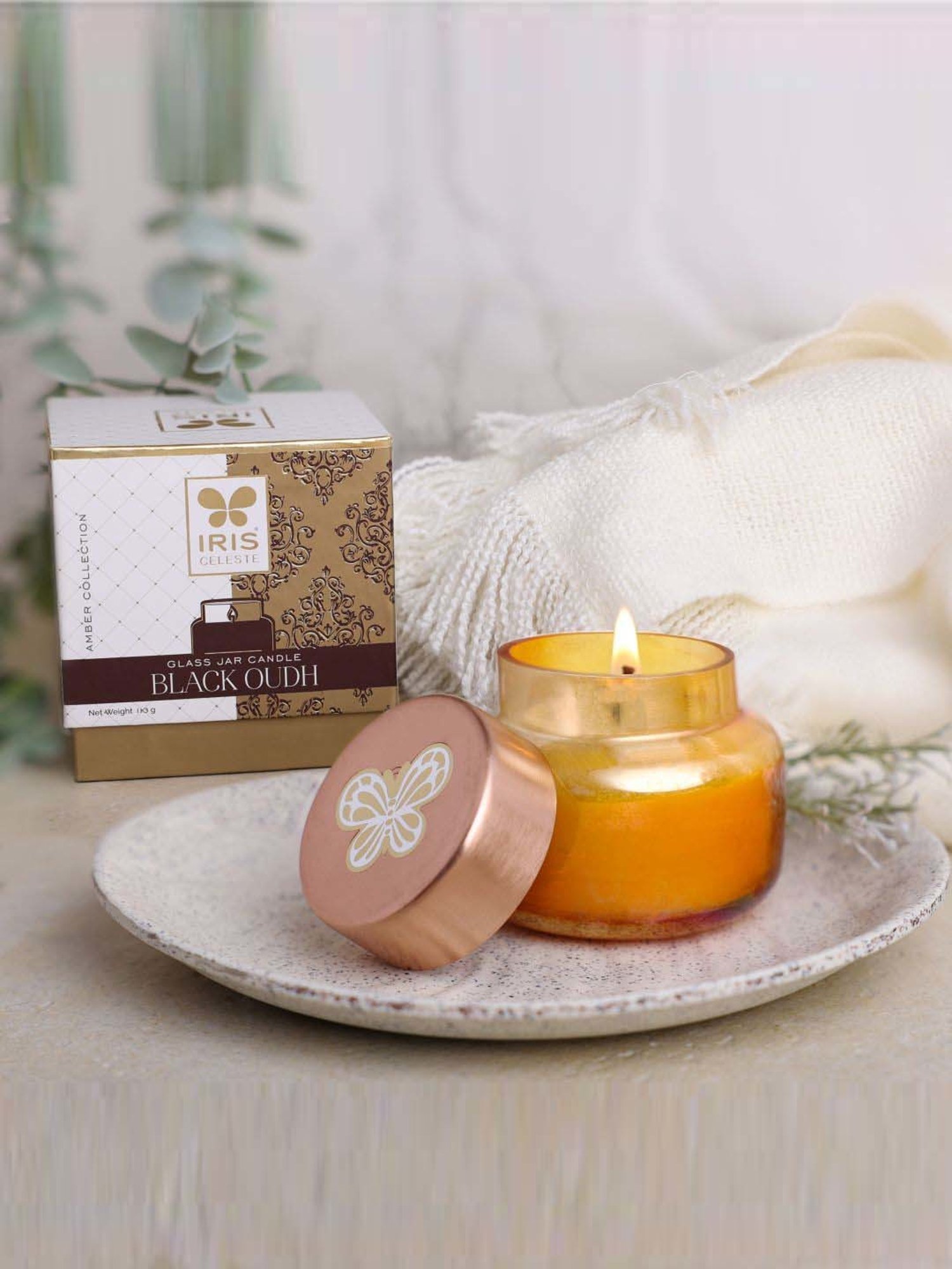 IRIS Amber Collection Orange Celeste Apothcary Black Oudh Fragrance Jar Candle