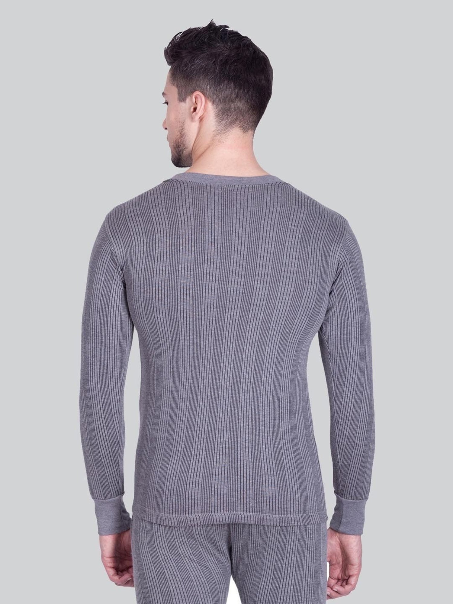 LUX Inferno Charcoal Skinny Fit Striped Thermal Top