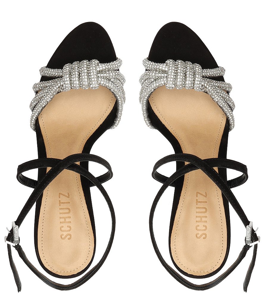 Schutz Knory Jewel Embellished Knotted Suede Dress Sandals