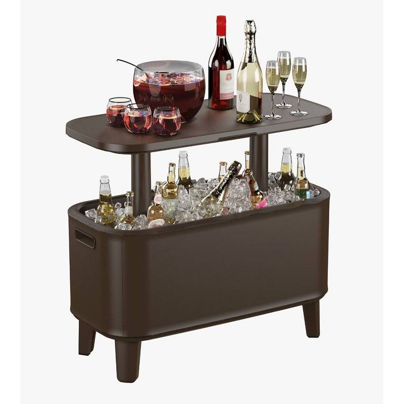 Breeze Bar Patio Beverage Cooler Bar Table - Brown - Keter