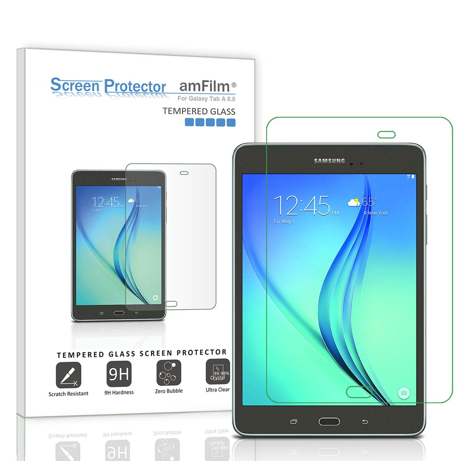 amFilm Glass Screen Protector for Galaxy Tab A 8.0 Tempered Glass, for 2015 Tab A 8.0 (Model SM-T350)