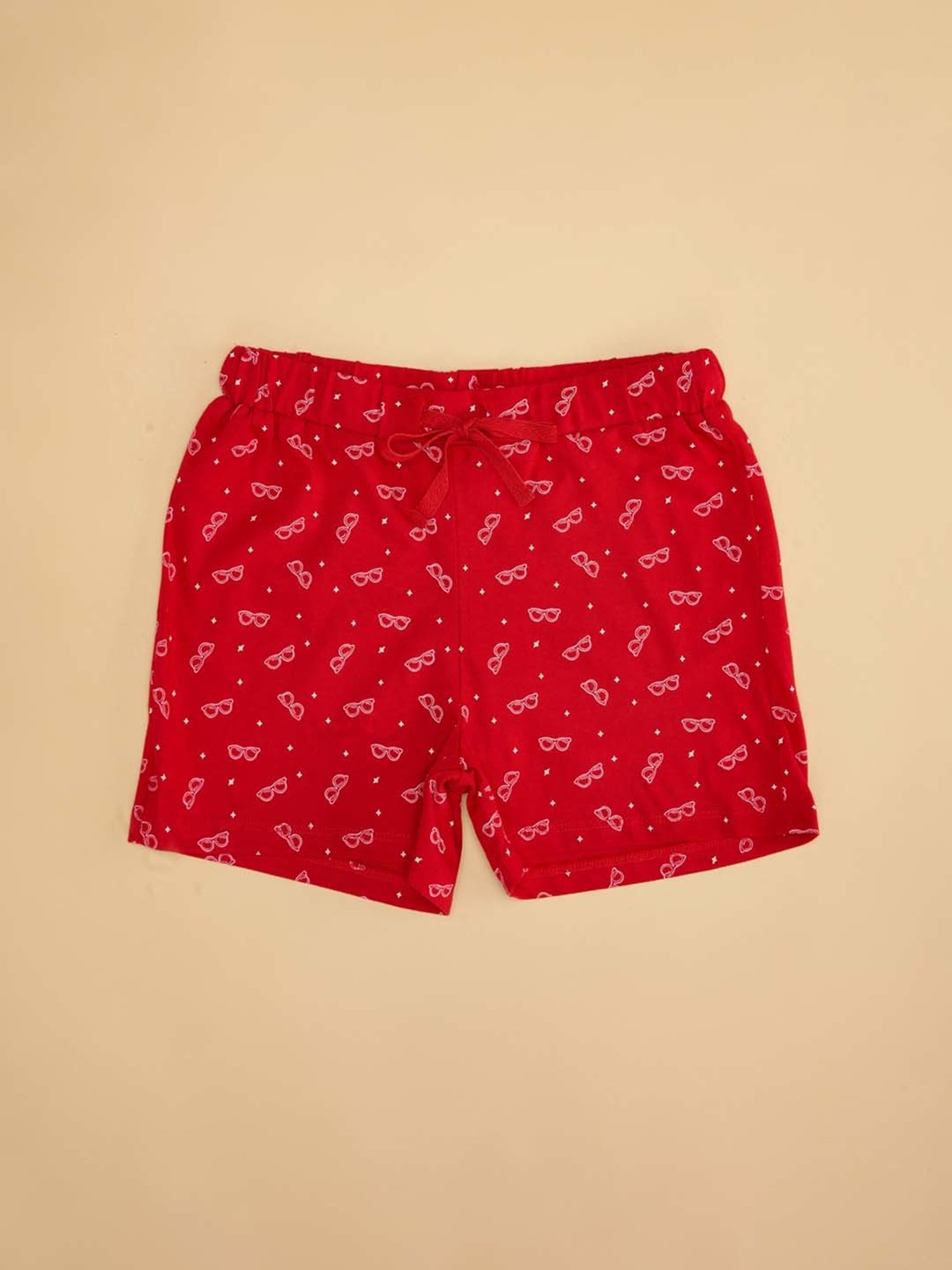 Pantaloons Junior Fiery Red Cotton Printed Shirt Set