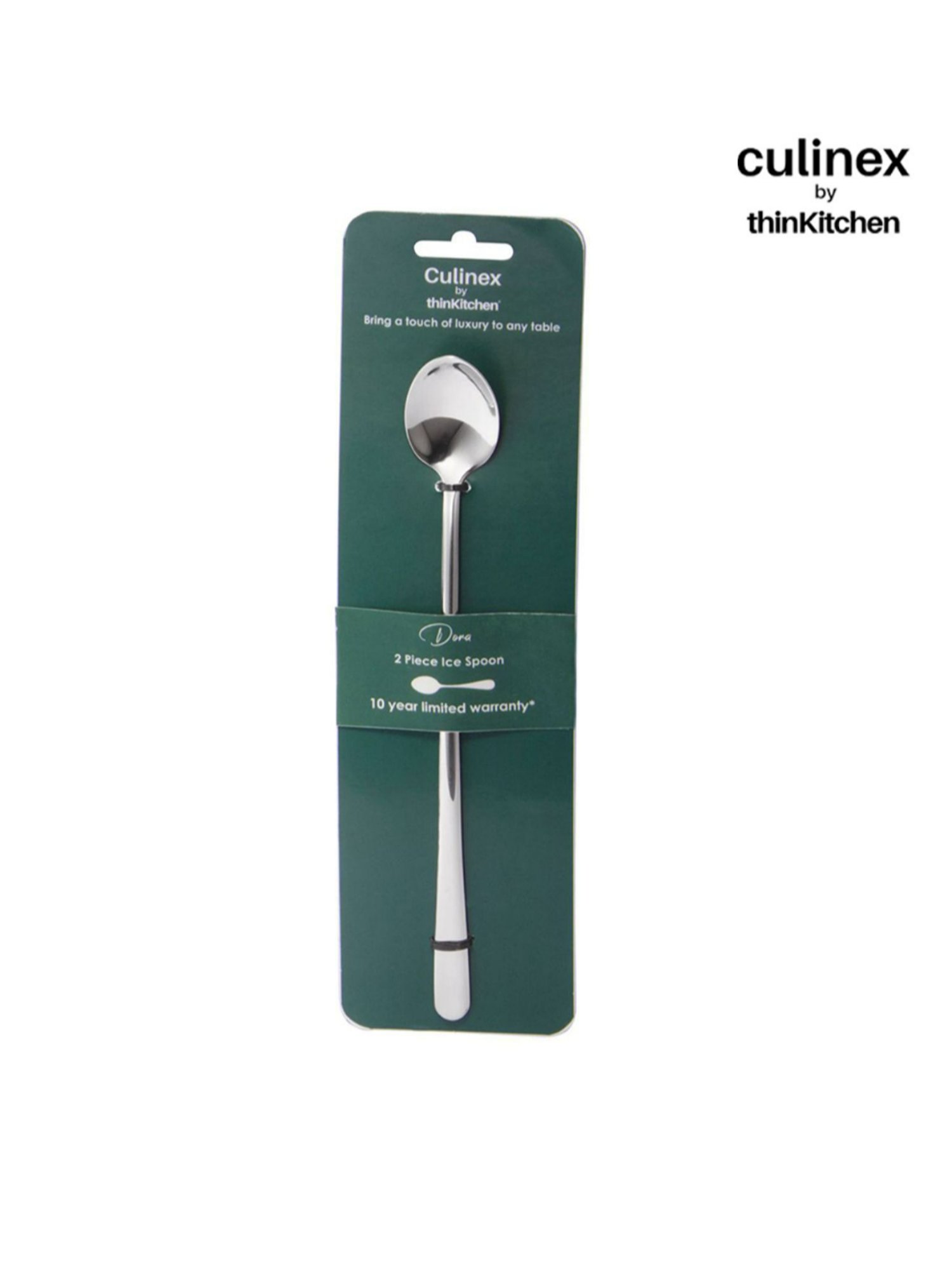 Culinex by thinKitchen Dora Silver Stainless Steel Mirror Finish Ice Tea Spoon (Set of 2)