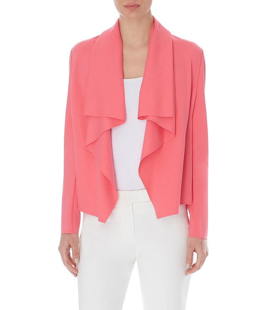 Eva Varro Solid Knit Jersey Notch Lapel Collar Two-Button Jacket