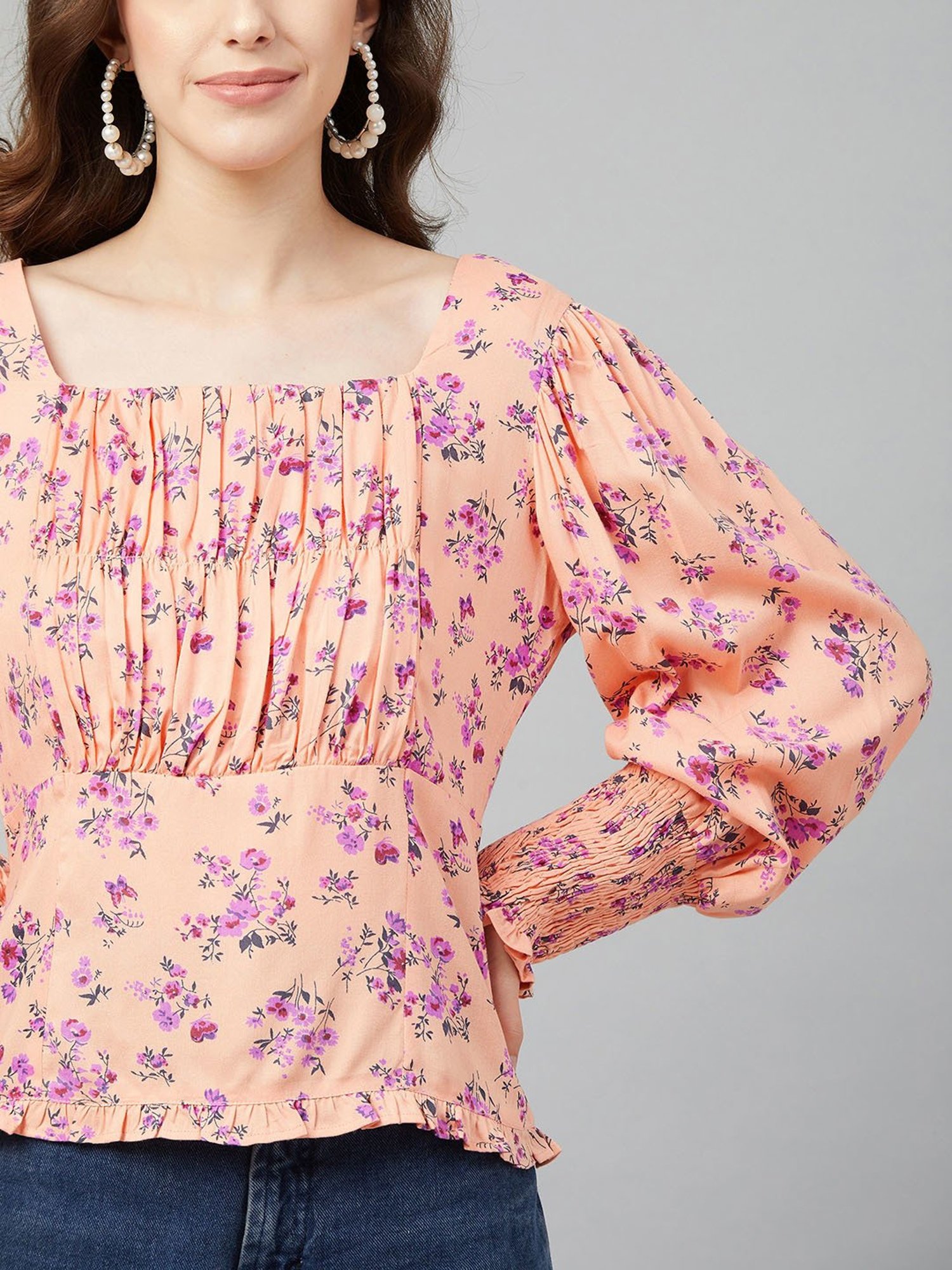 Marie Claire Pink Floral Print Top