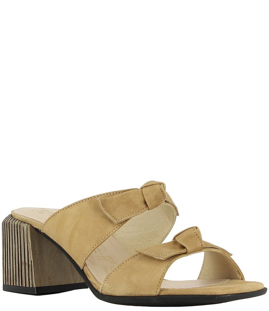 Wonders Mone Suede Bow Knot Block Heel Slide Sandals