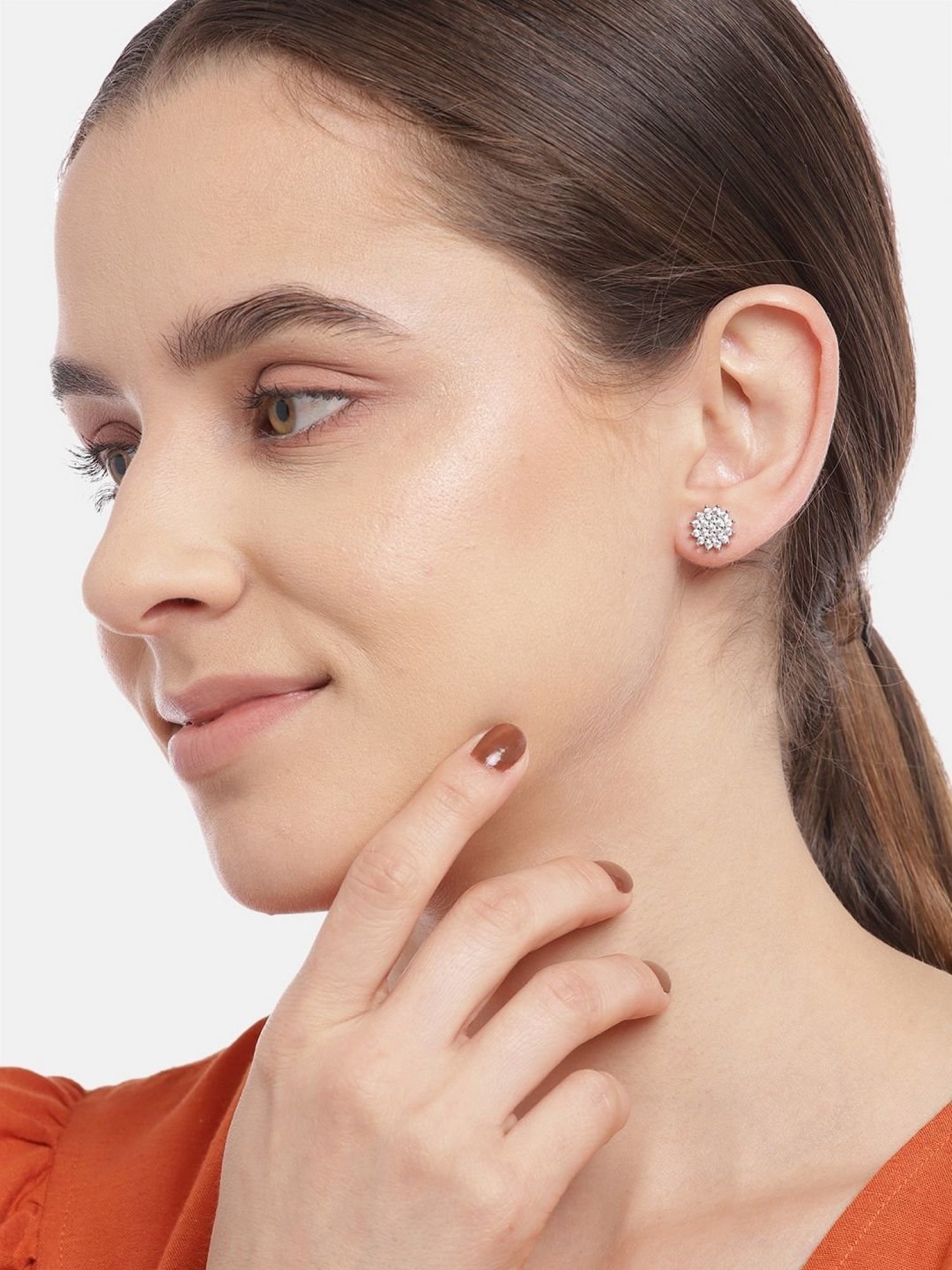 Zavya 92.5 Sterling Silver Stud Earrings for Women