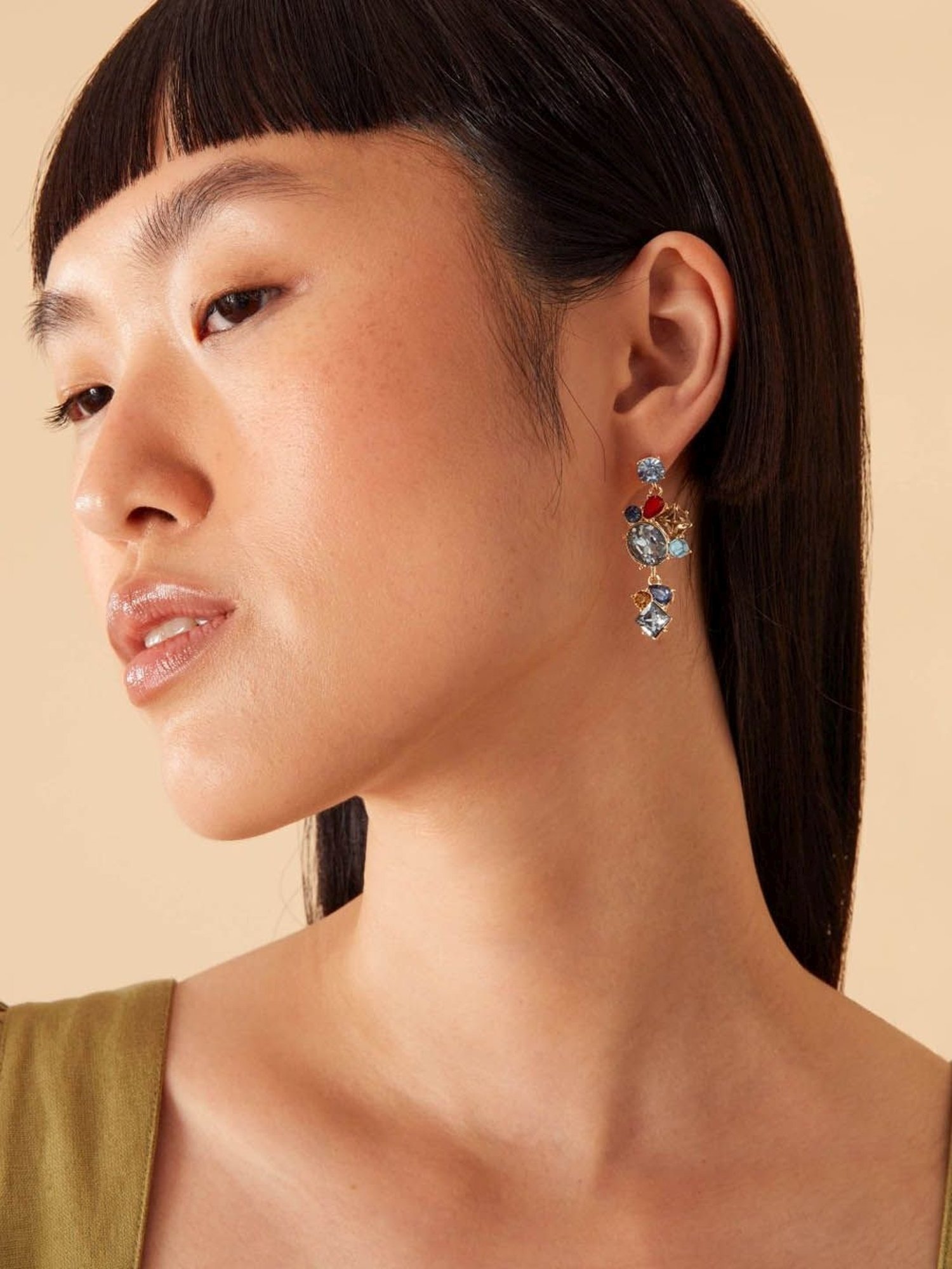 Accessorize London Women's Multicolored Eclectic Stone Statement Dangler Earrings