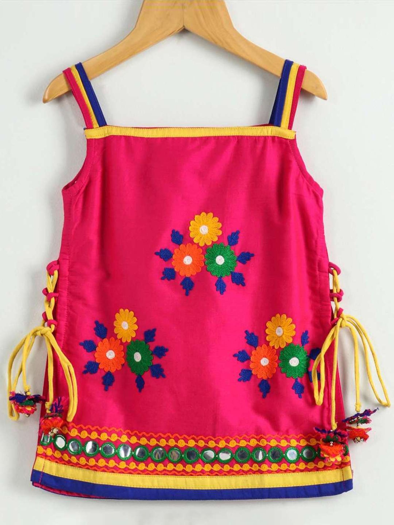 TWISHA Kids Pink & Blue Embroidered Top Set