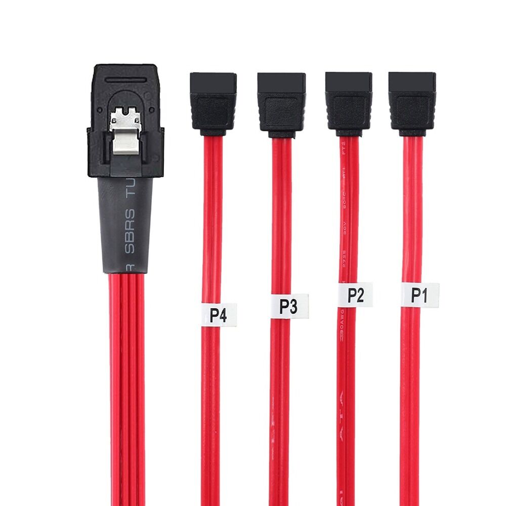 Weastlinks SAS SATA Cable Mini SAS 36P SFF-8087 host to 7pin SATA 6GB HD Splitter Breakout Cable target Hard Disk Data Cable Red