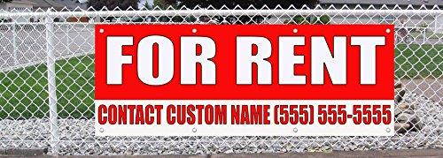 For Rent Custom Name Phone Number Red Banner Sign 2 Ft X 4 Ft W/4 Grommets