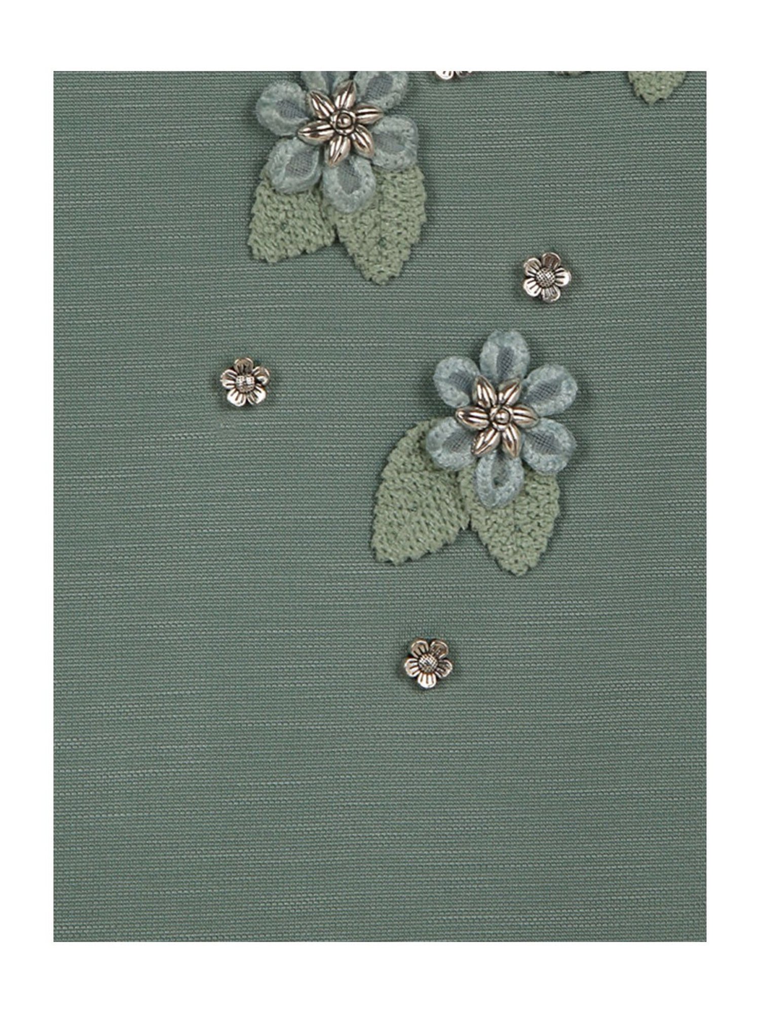 Tiny Girl Kids Pista Green Embellished Dress