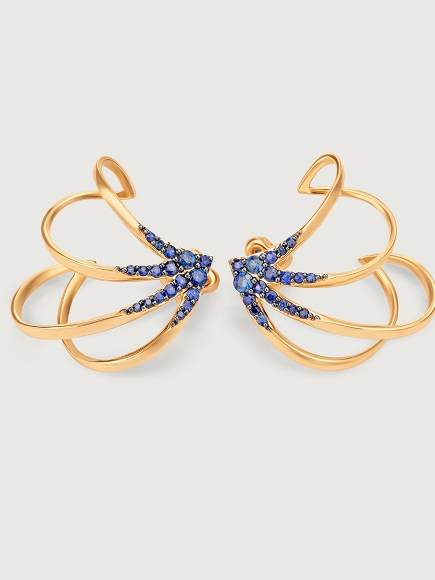 Mia by Tanishq Blue Sapphire Galaxy Trails 14k Gold Hoop Earrings
