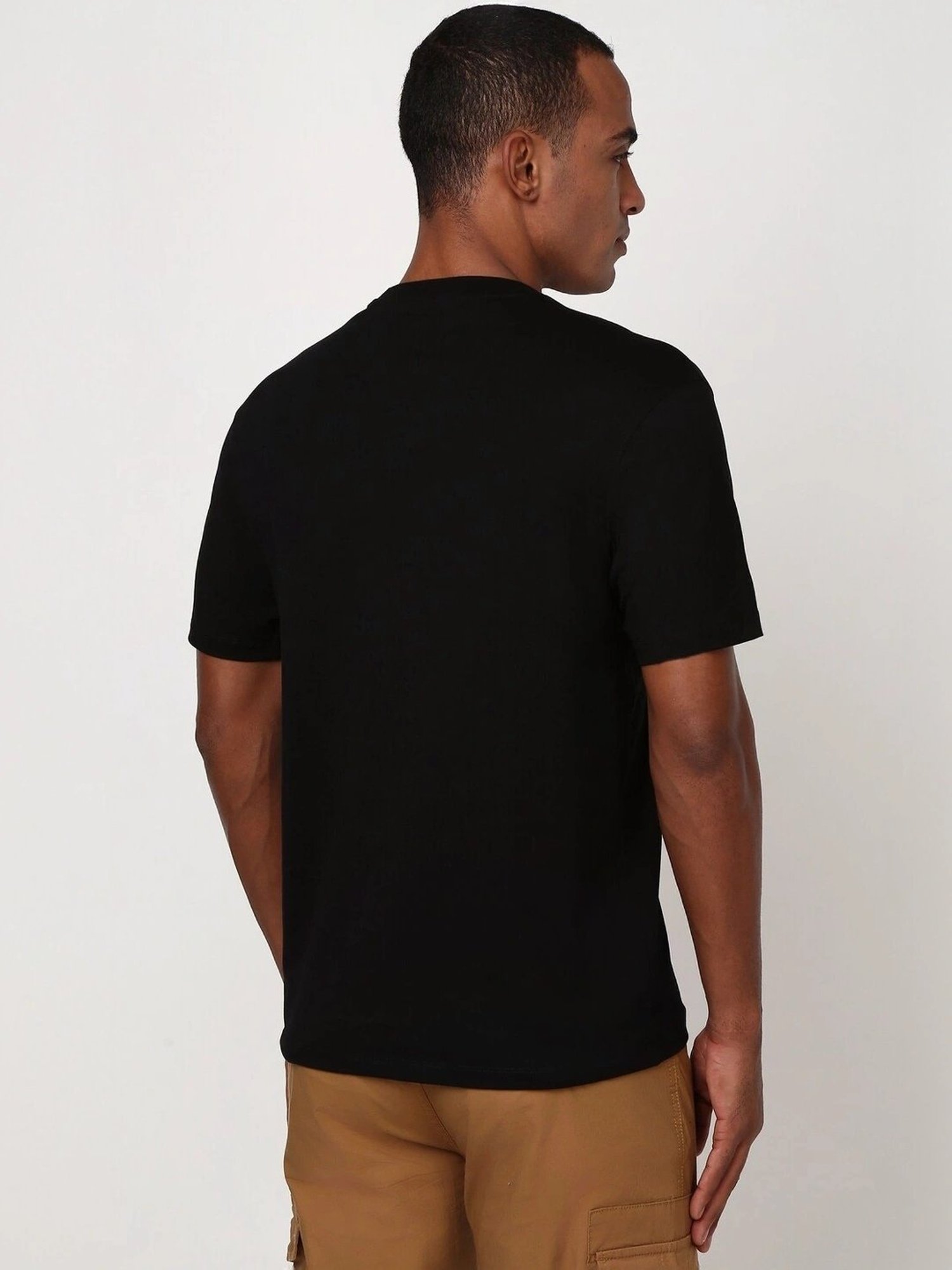 Peter England Casuals Black Cotton Regular Fit Embroidered T-Shirt