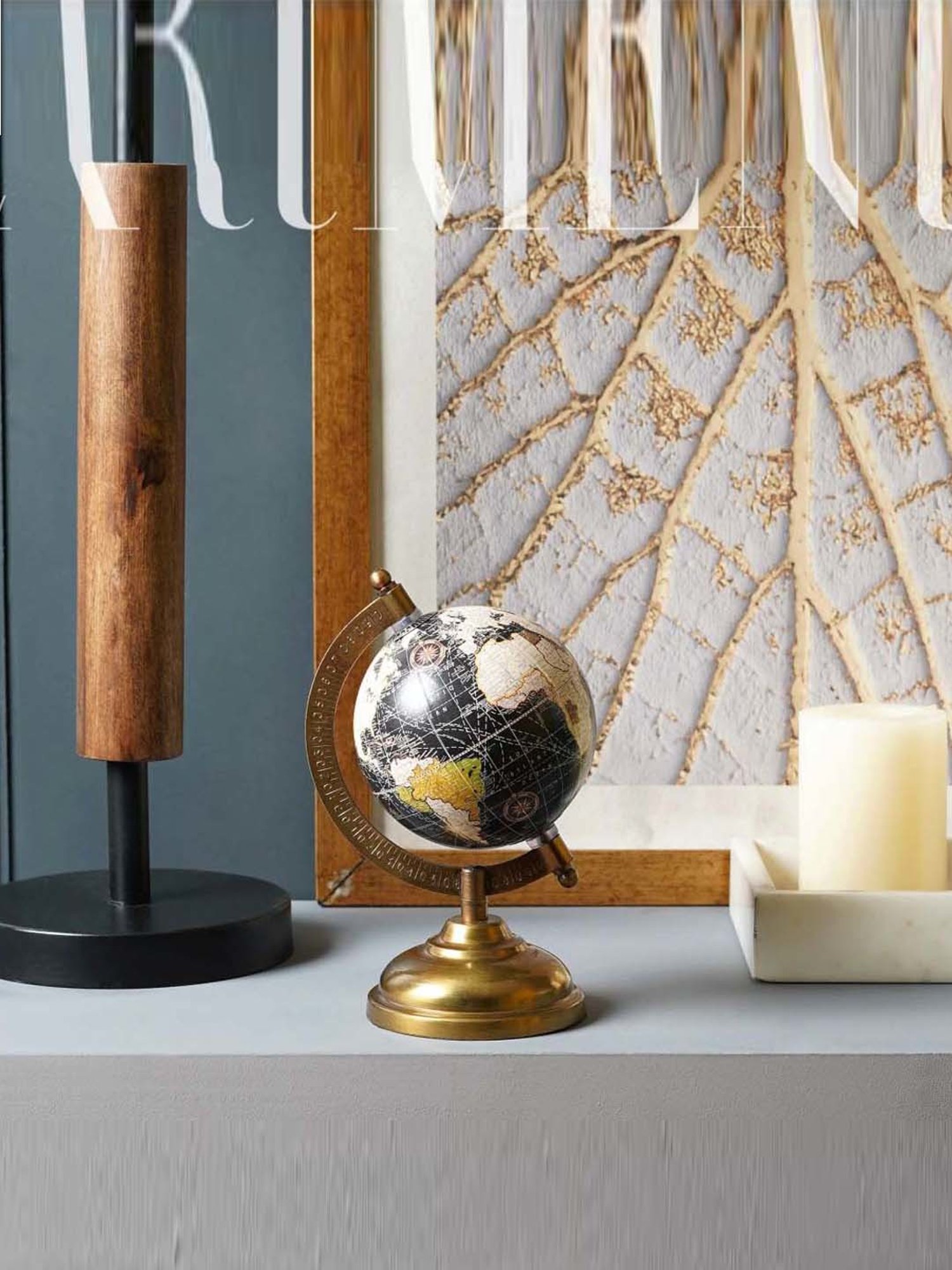 The Artment Minimal Midnight Explorer The Elegant Black Metal Medium Globe for Study Table