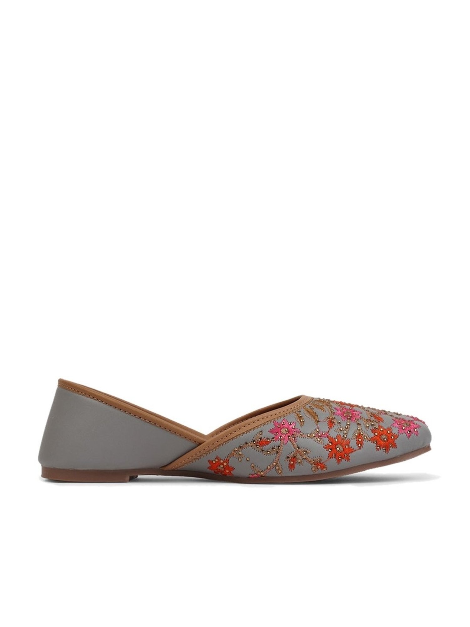 Iconics Women's Grey Ethnic Juttis