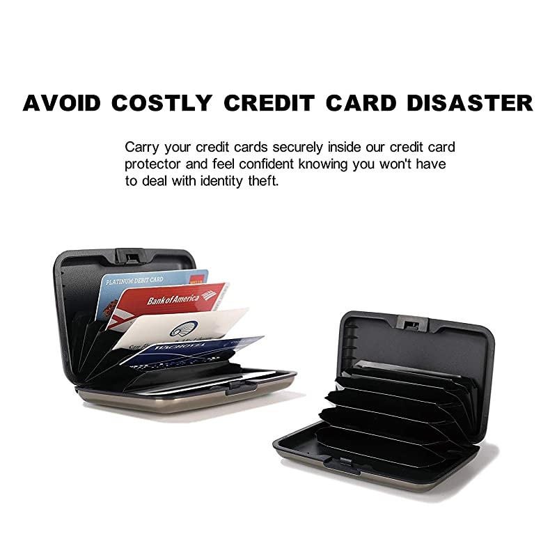 Credit Card Protector, RFID Blocking Aluminum 7 Slots RFID Wallets for Women & Men Business Card Holders for ID Credit Cards