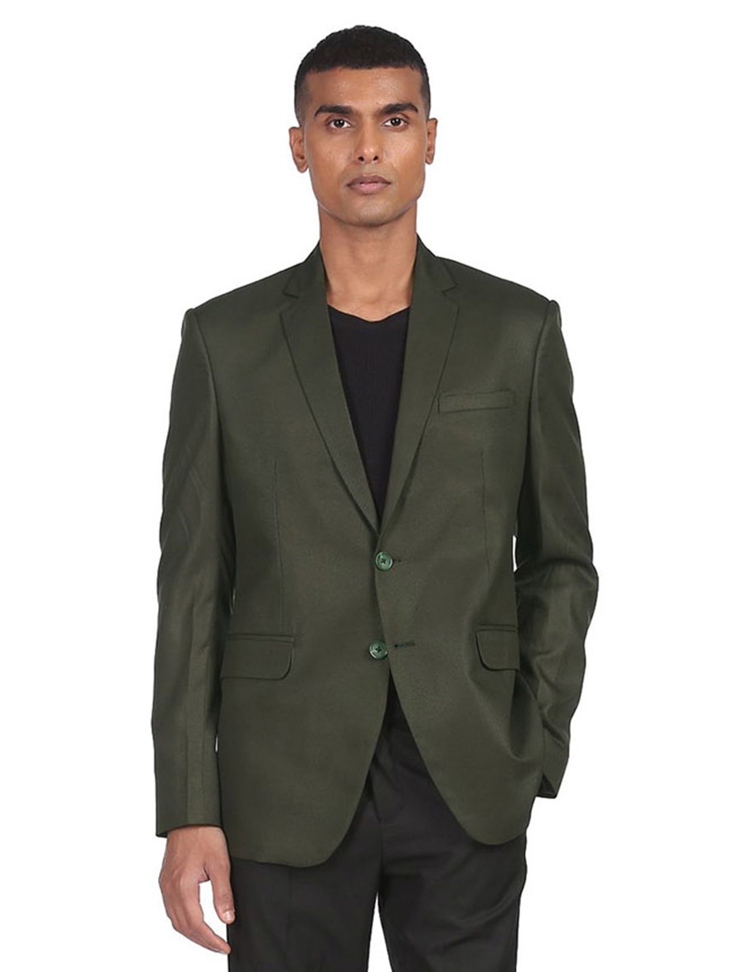 AD by Arvind Green Notched Lapel Blazer