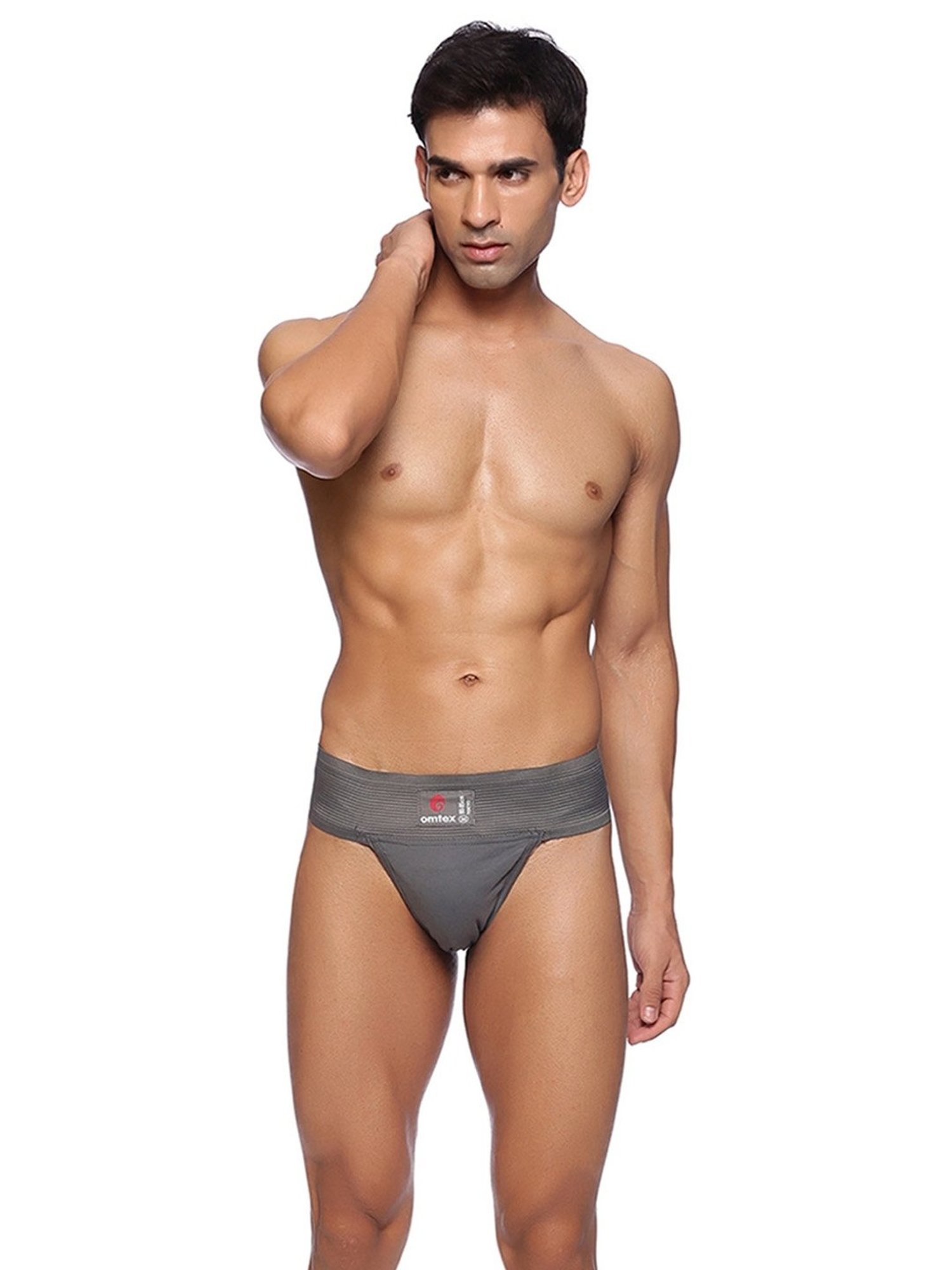 Omtex Men's Athletic Tokyo Cotton Supporter Back Covered (Grey) Size - L