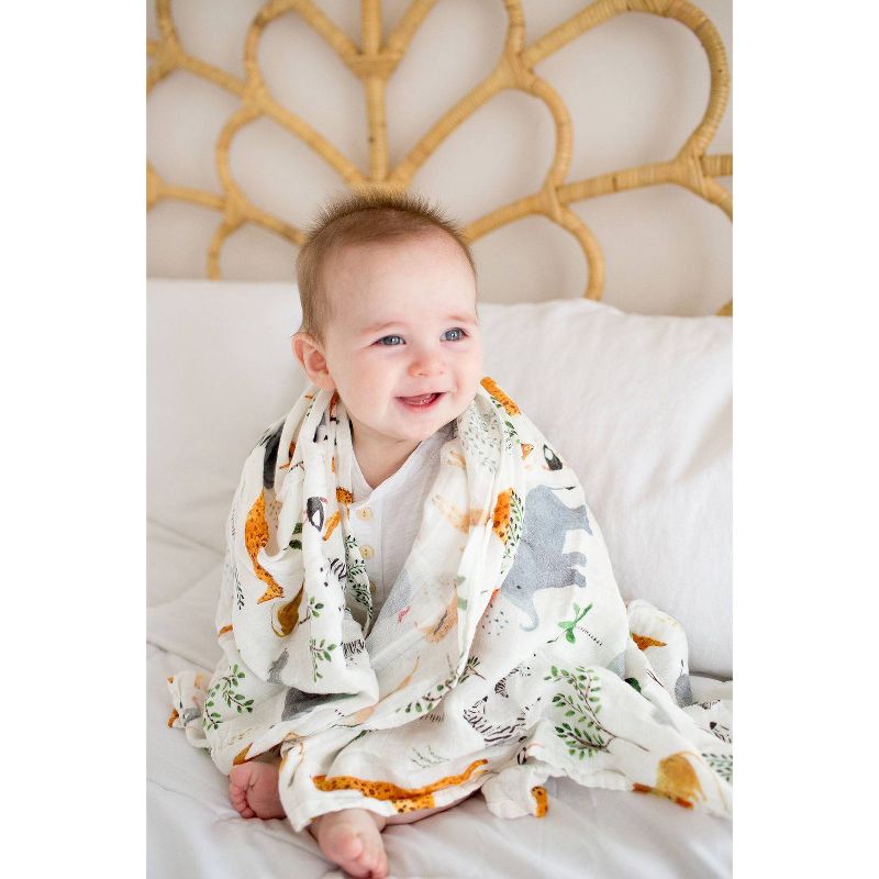 Loulou Lollipop Muslin Swaddle Blanket - Safari Jungle