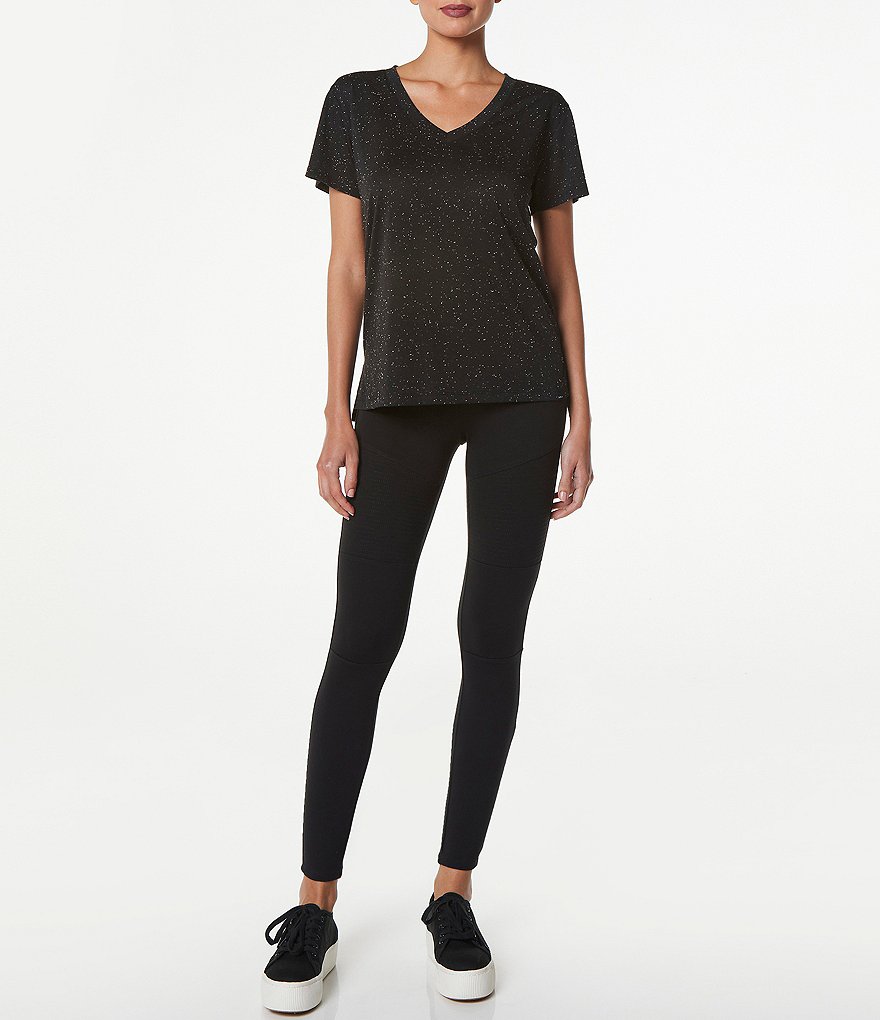 Marc New York Performance Speckle Jersey Short Sleeve V-Neck Boyfriend Tee