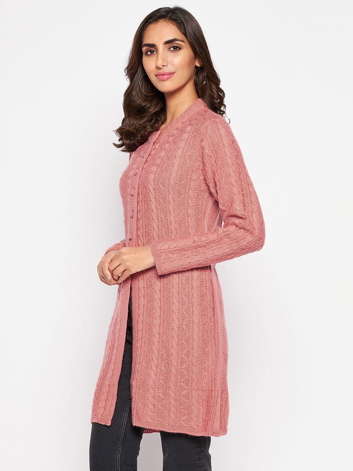 Crozo By Cantabil Peach Cardigans