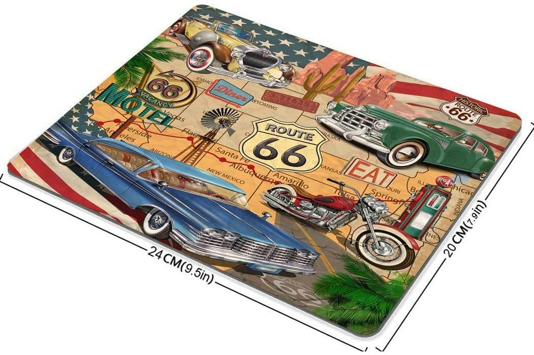 Suike Mousepad Computer Notepad Office American Vintage Route 66 Diner Arizona Map Motorcycle 1950S Home School Game Player Computer Furniture Durable Waterproof Worker 9.5x7.9 Inch