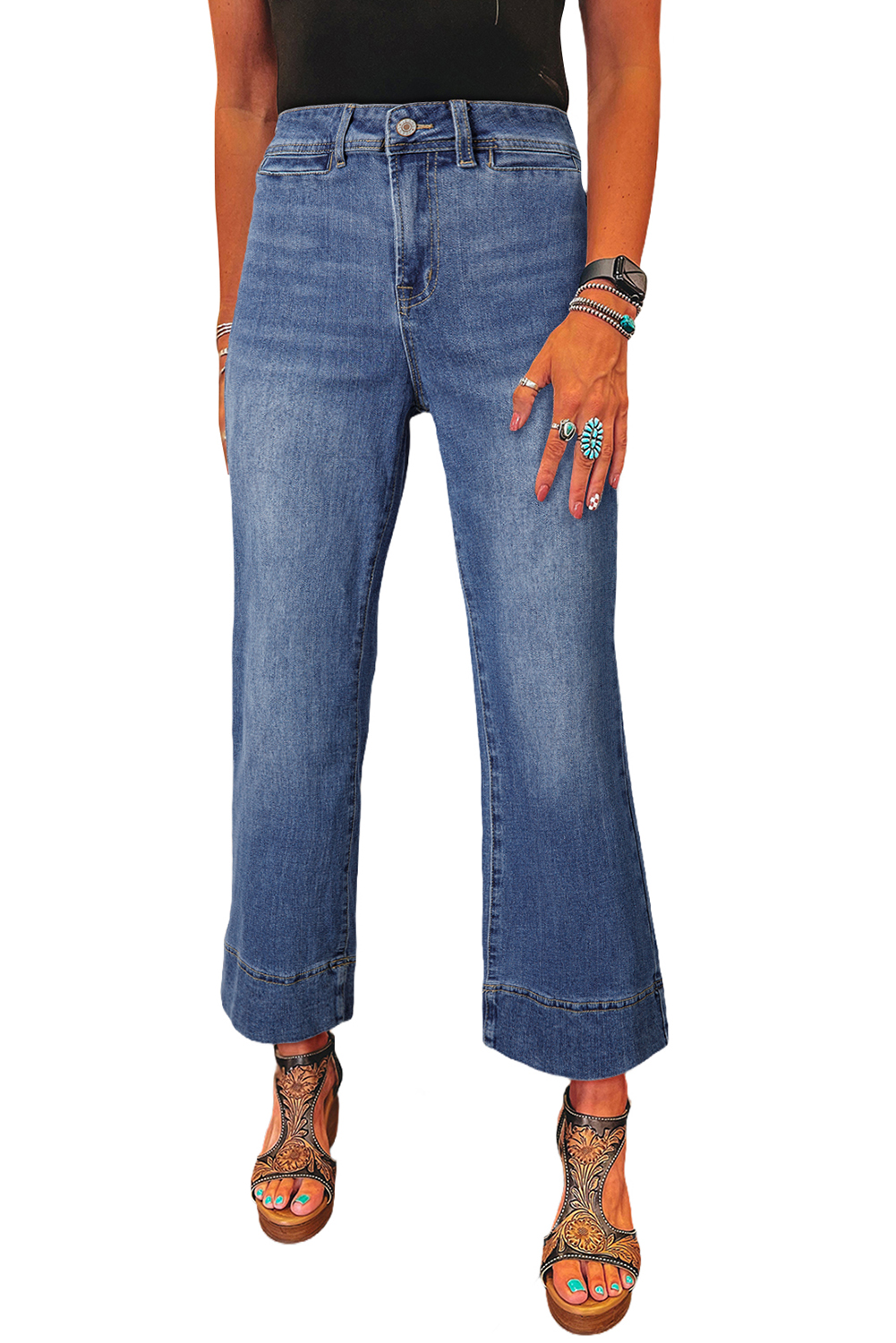 Ashleigh Blue Mineral Wash High Waist Crop Jeans