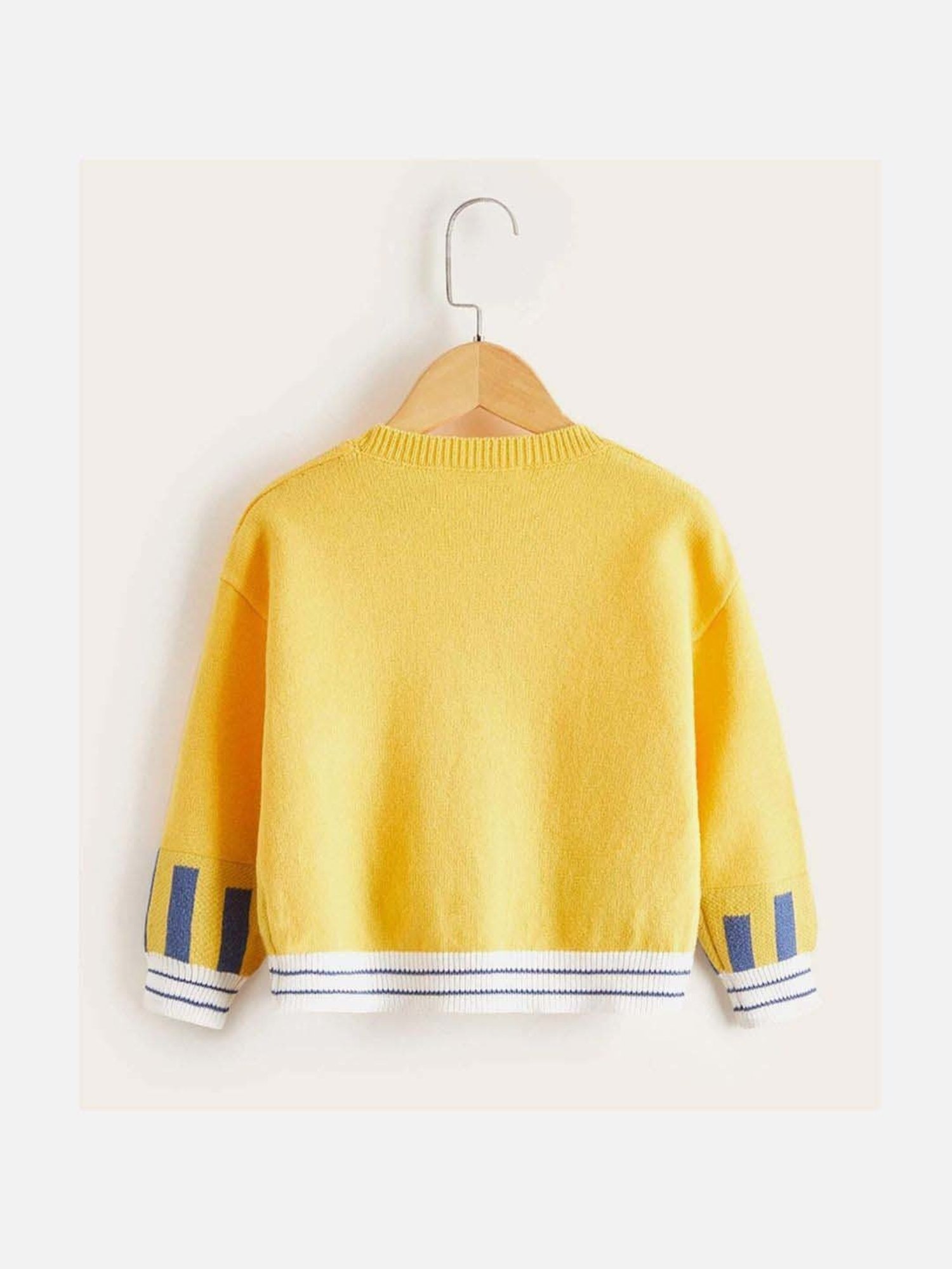 Little Surprise Box Yellow Printed Full Sleeves Cardigan