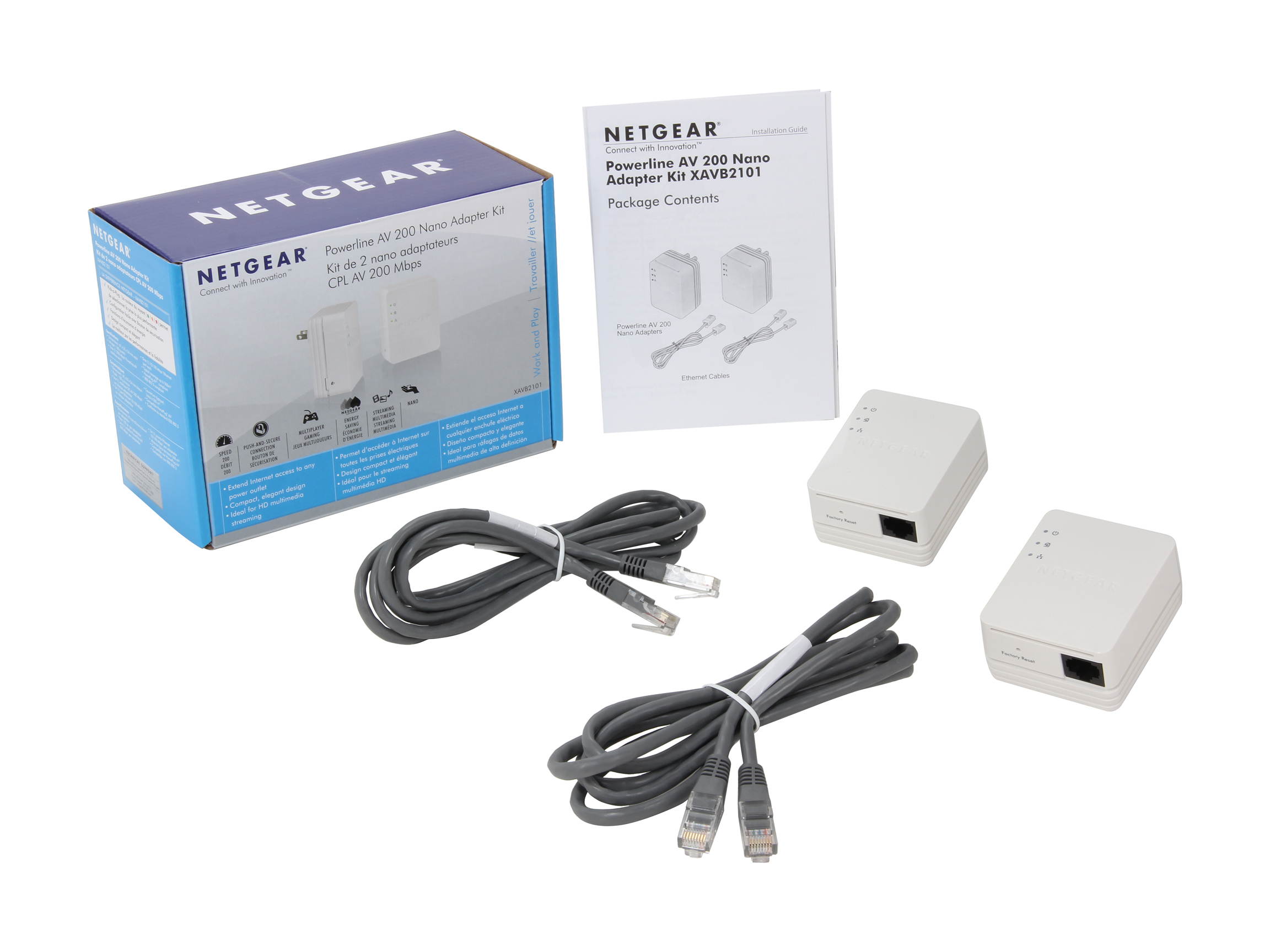 NETGEAR Powerline AV200 Mbps Mini Adapter Kit (XAVB1301), up to 200Mbps