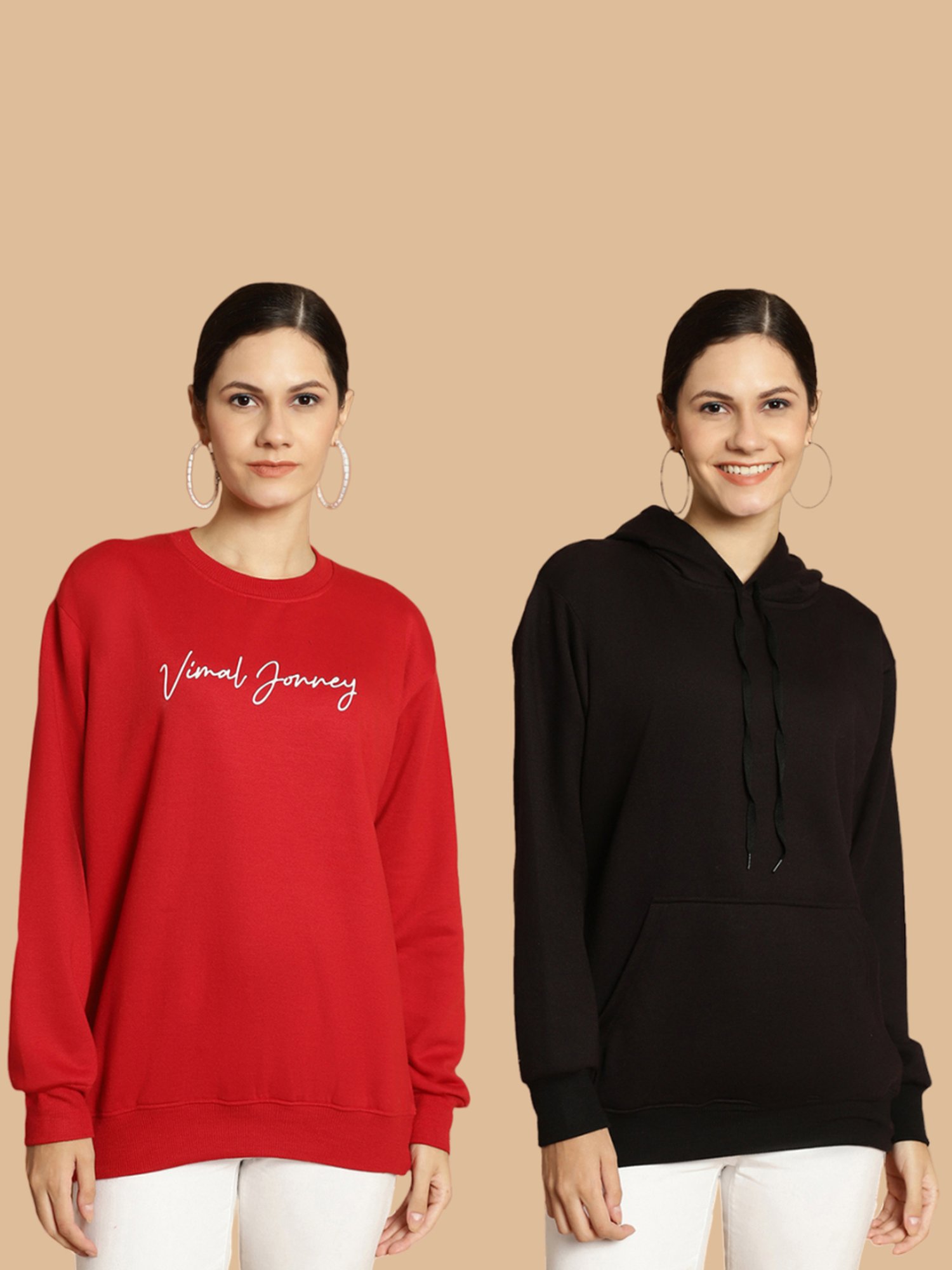 Vimal Jonney Maroon & Black Printed Sweatshirt - Pack Of 2