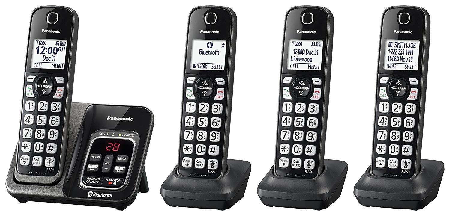 Panasonic KX-TGD564M Link2Cell Bluetooth Cordless Phone with Voice Assist and Answering Machine - 4 Handsets