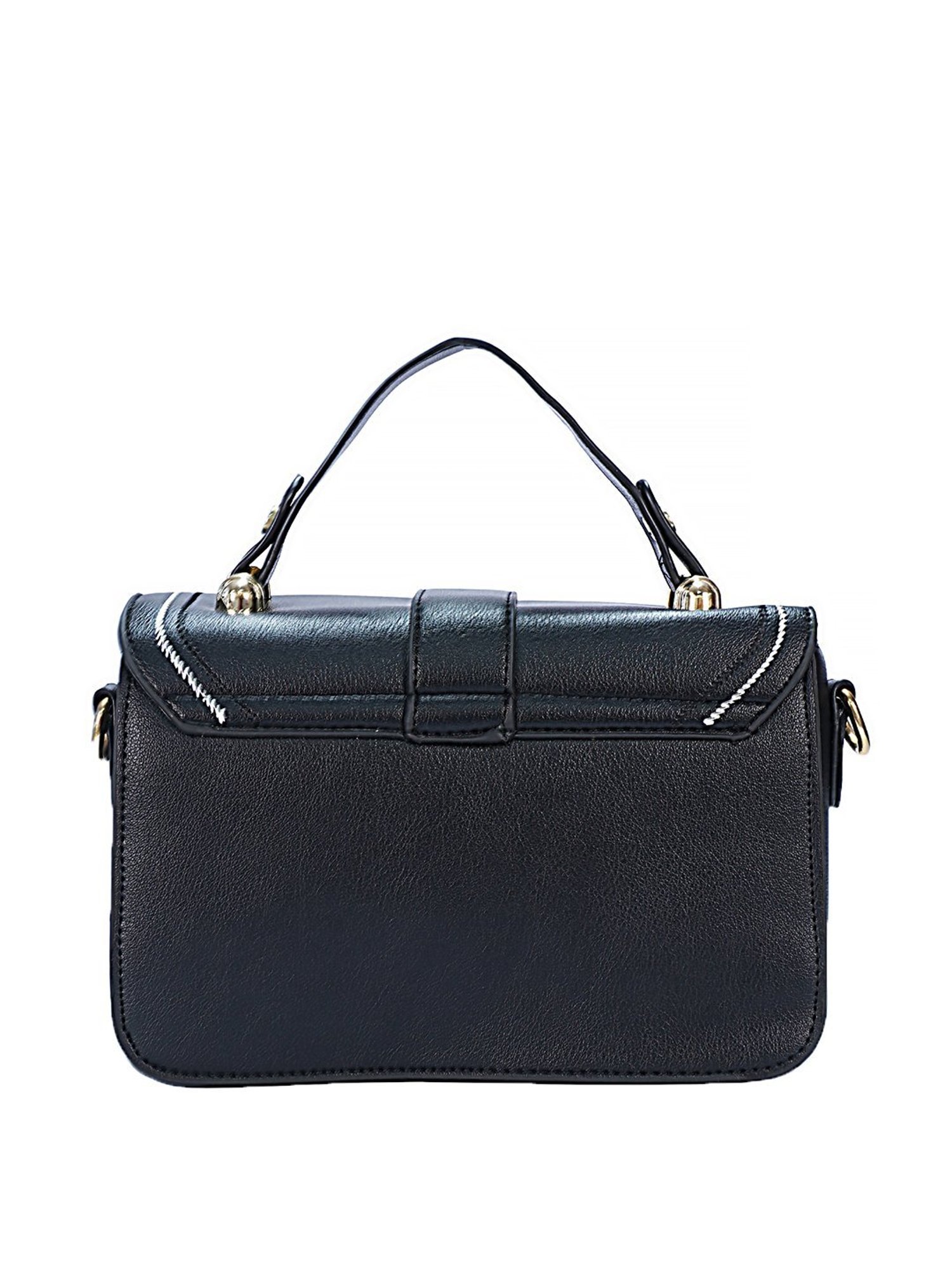 Luvoksi Black Textured Medium Satchel Handbag