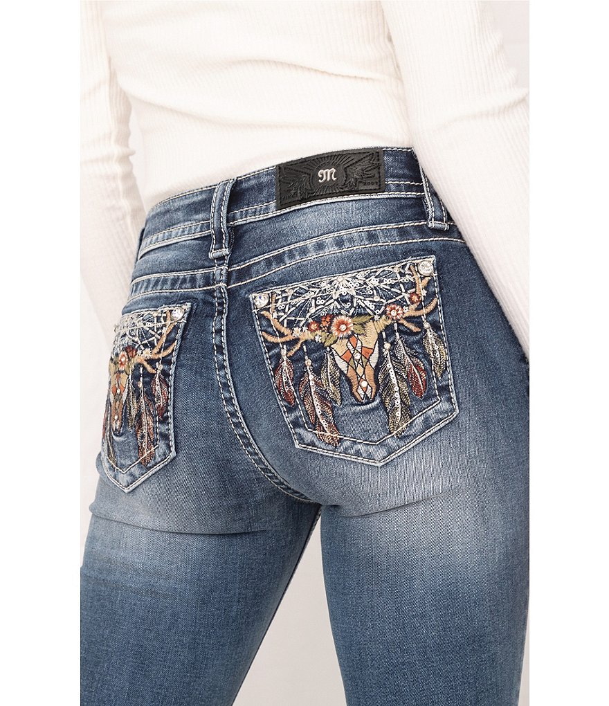 Miss Me Longhorn Dreamcatcher Pocket Skinny Jeans
