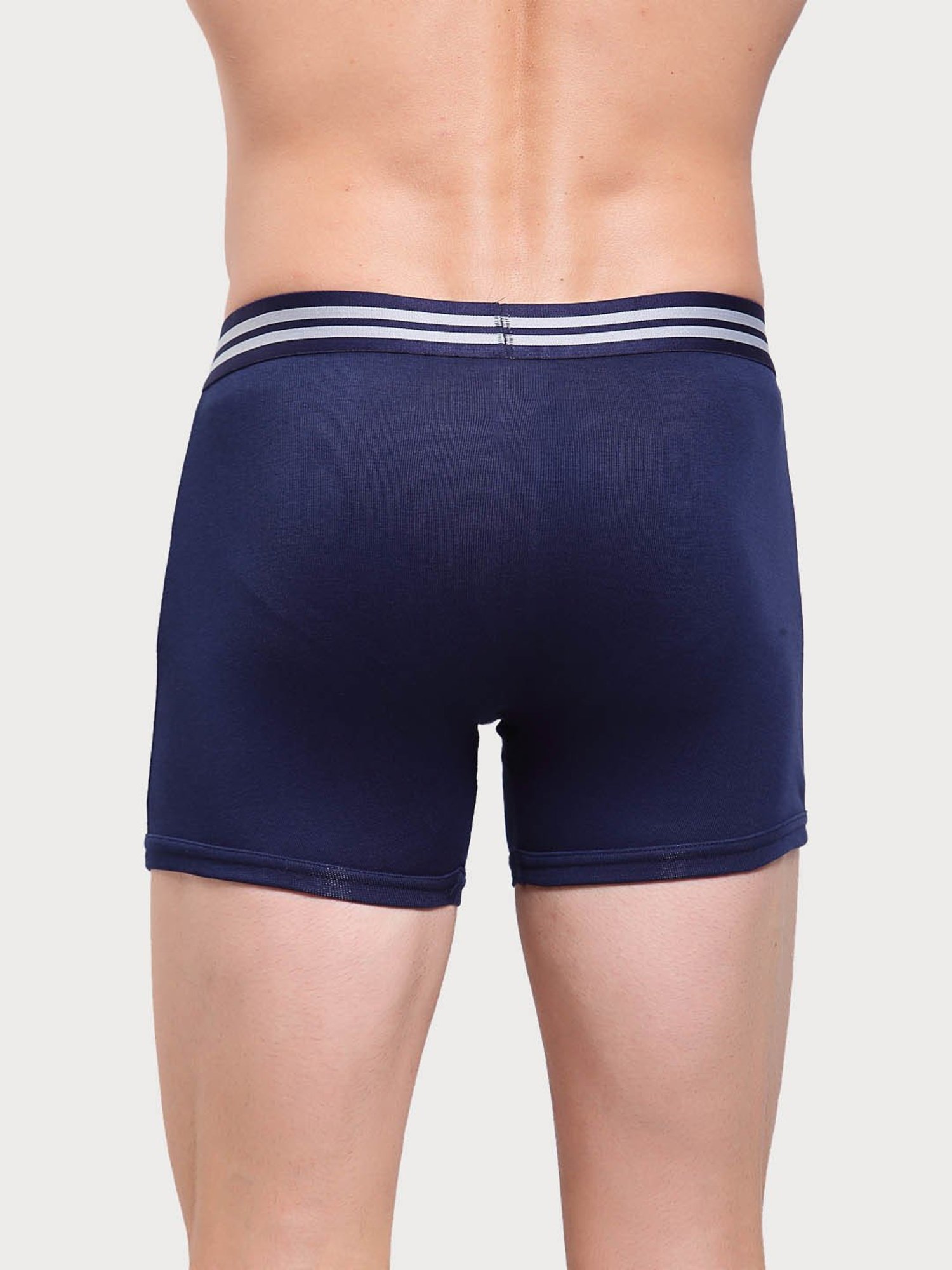 Zoiro Dark Denim & Black Cotton Regular Fit Trunks - Pack Of 2