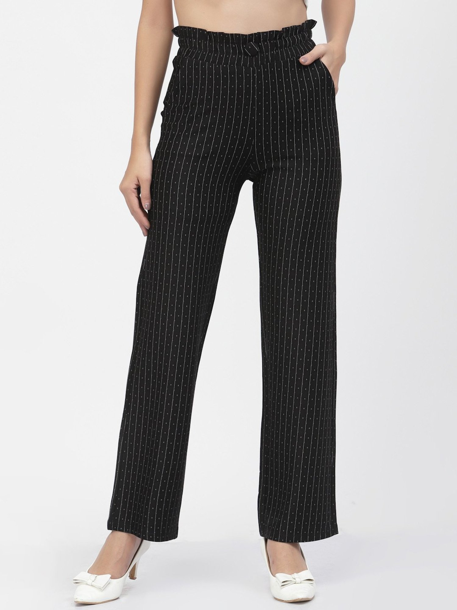 Westwood Black Cotton Striped Pants