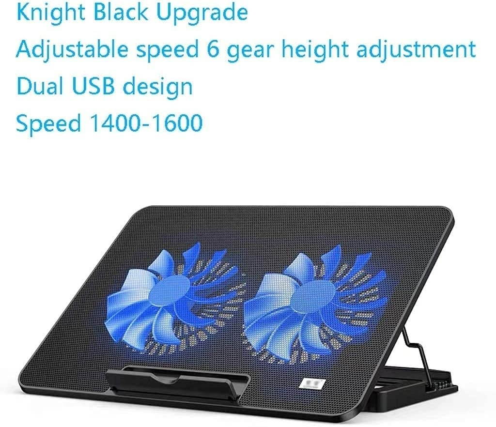RGB Laptop Cooling Pad with 6 Quiet LED Fans 5 Heights Adjustable and Phone Stand, Dual USB Ports Gaming Laptop Cooler for 11"-18" Gaming Laptops (Blue)
